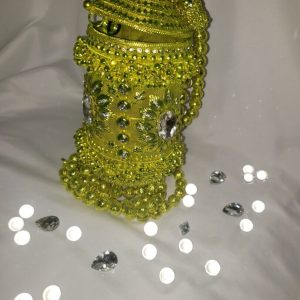 Neon metal mesh crystal encrusted bag