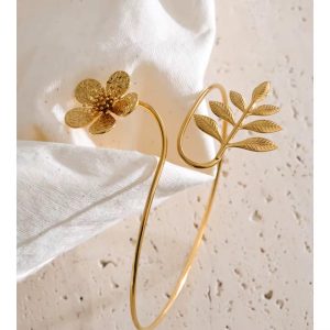 Leaflet Gold Tone Water Proof Arm Cuff