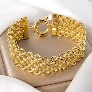 Carli Exaggerated Italian 750 Copper 14K Gold Plated Trendy Cuff Bracelet