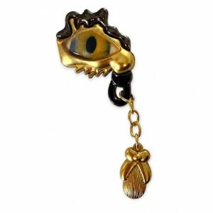Eye Broach pin In Gold & Black Tone, view 1
